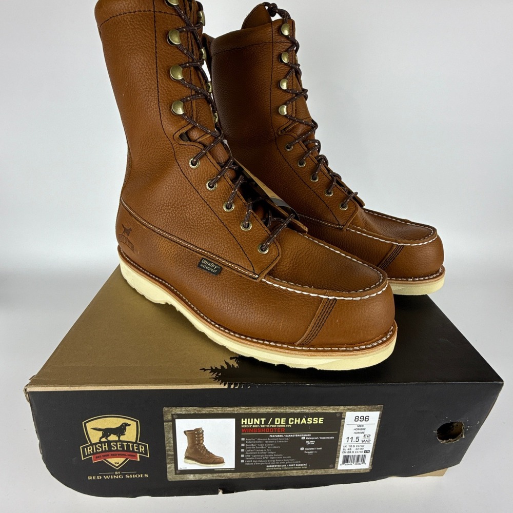 Irish Setter Wingshooter 896 Brown Leather Boots Mens‎ 11.5 E2 Waterproof 400g